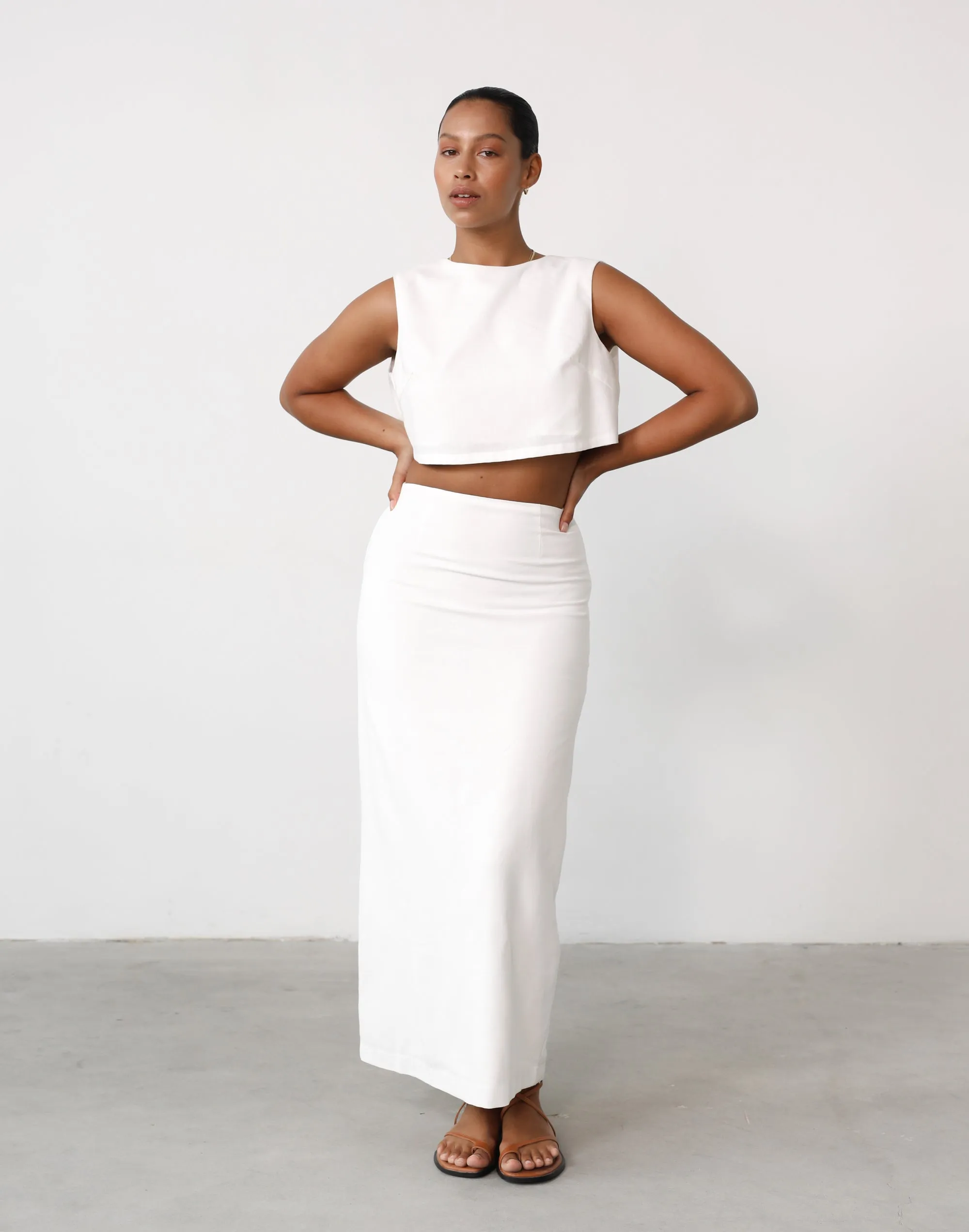 Como Linen Maxi Skirt (White) sold by Charcoal Clothing product image thumbnail 3