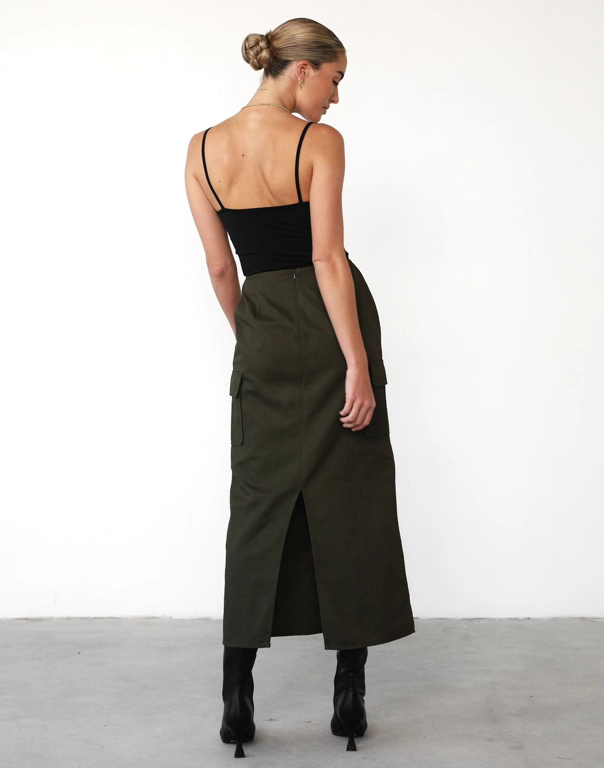 Not Now Maxi Skirt (Moss) sold by Charcoal Clothing product image thumbnail 4