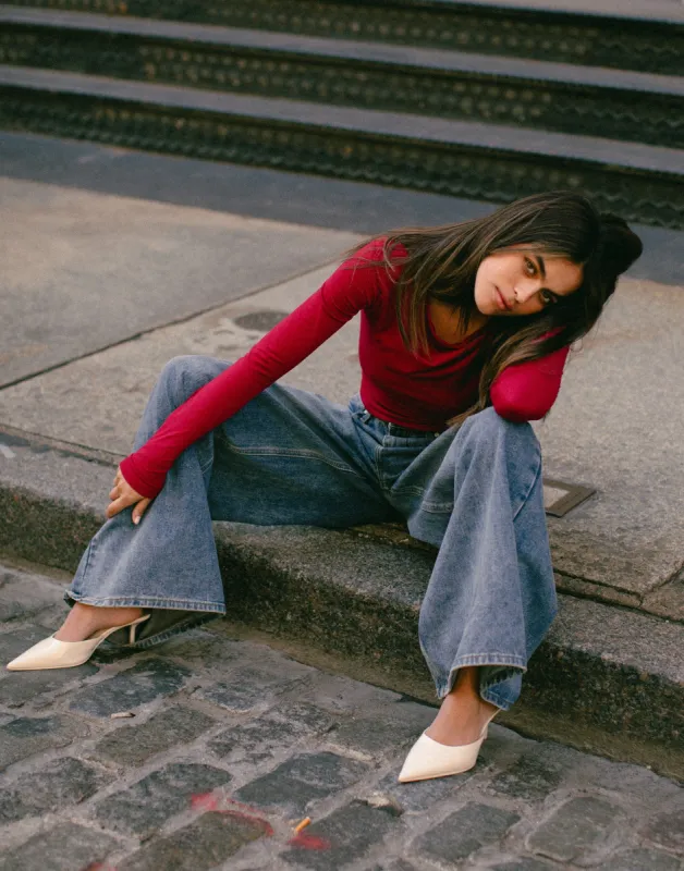 Lucian Long Sleeve Top (Cherry) sold by Charcoal Clothing