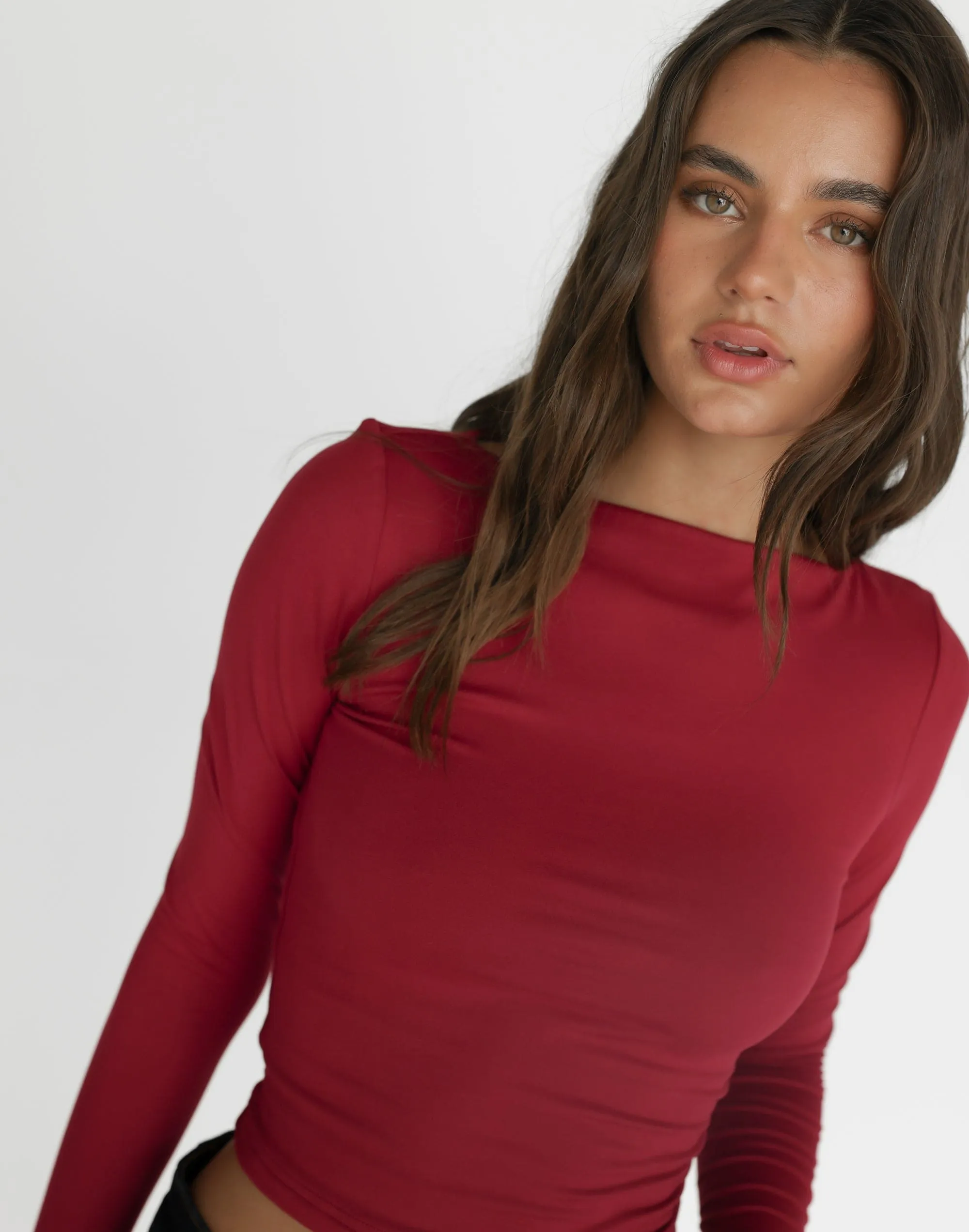 Lucian Long Sleeve Top (Cherry) sold by Charcoal Clothing product image thumbnail 5
