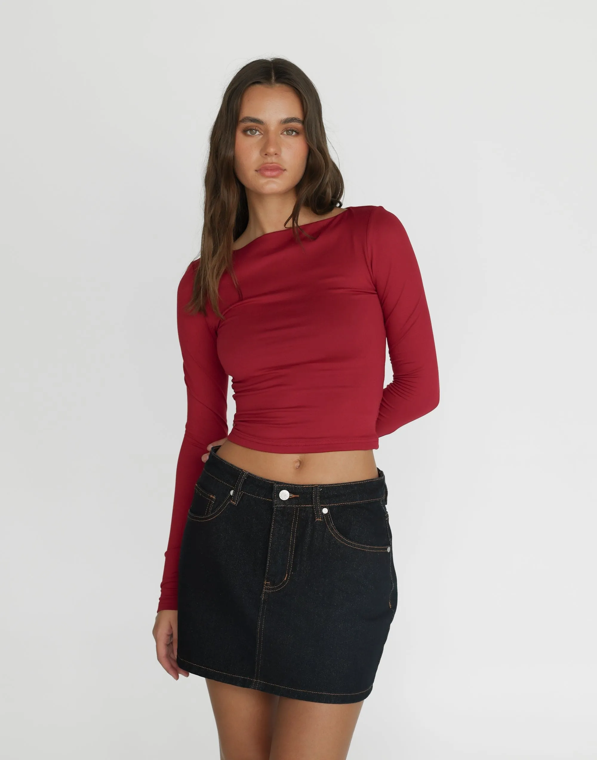Lucian Long Sleeve Top (Cherry) sold by Charcoal Clothing product image thumbnail 2