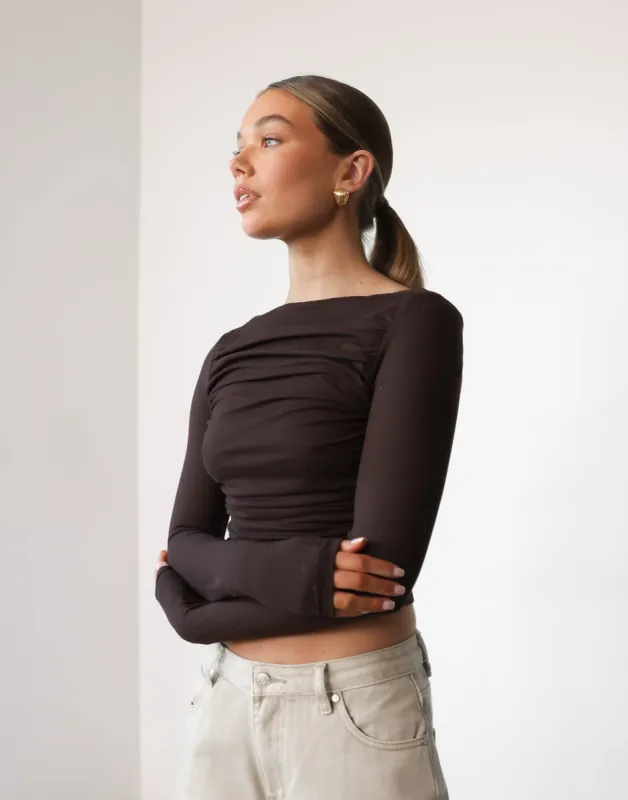Natasha Long Sleeve Top (Chocolate) sold by Charcoal Clothing