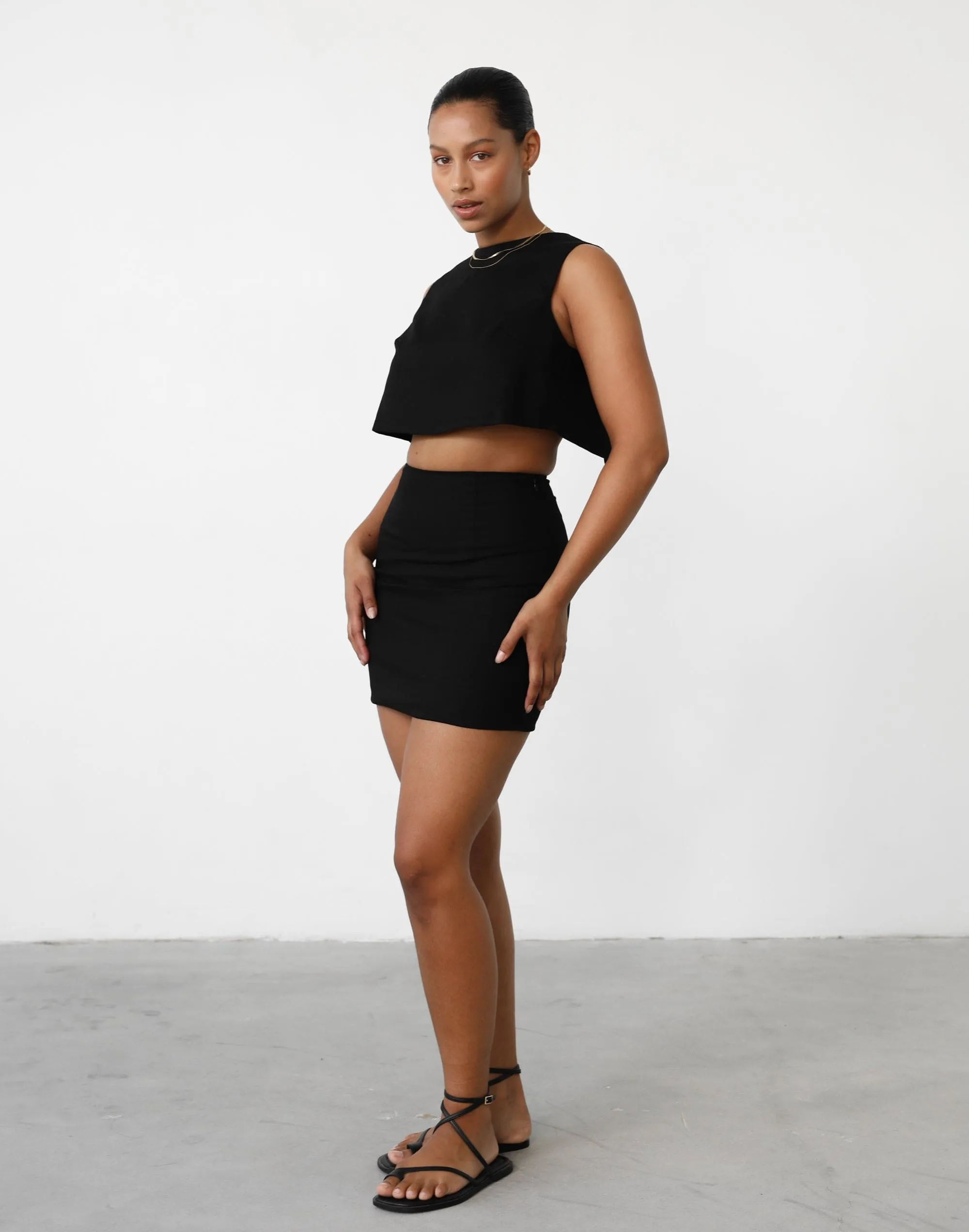Como Linen Mini Skirt (Black) sold by Charcoal Clothing product image thumbnail 5