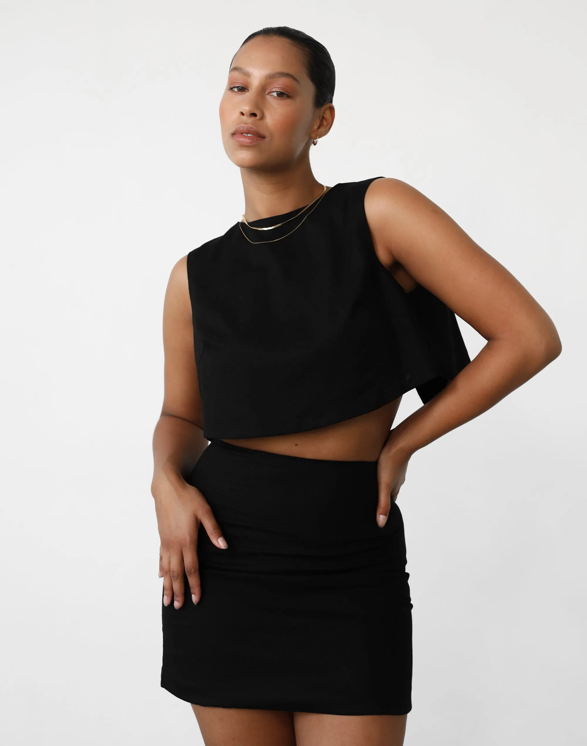 Como Linen Mini Skirt (Black) sold by Charcoal Clothing product image thumbnail 2