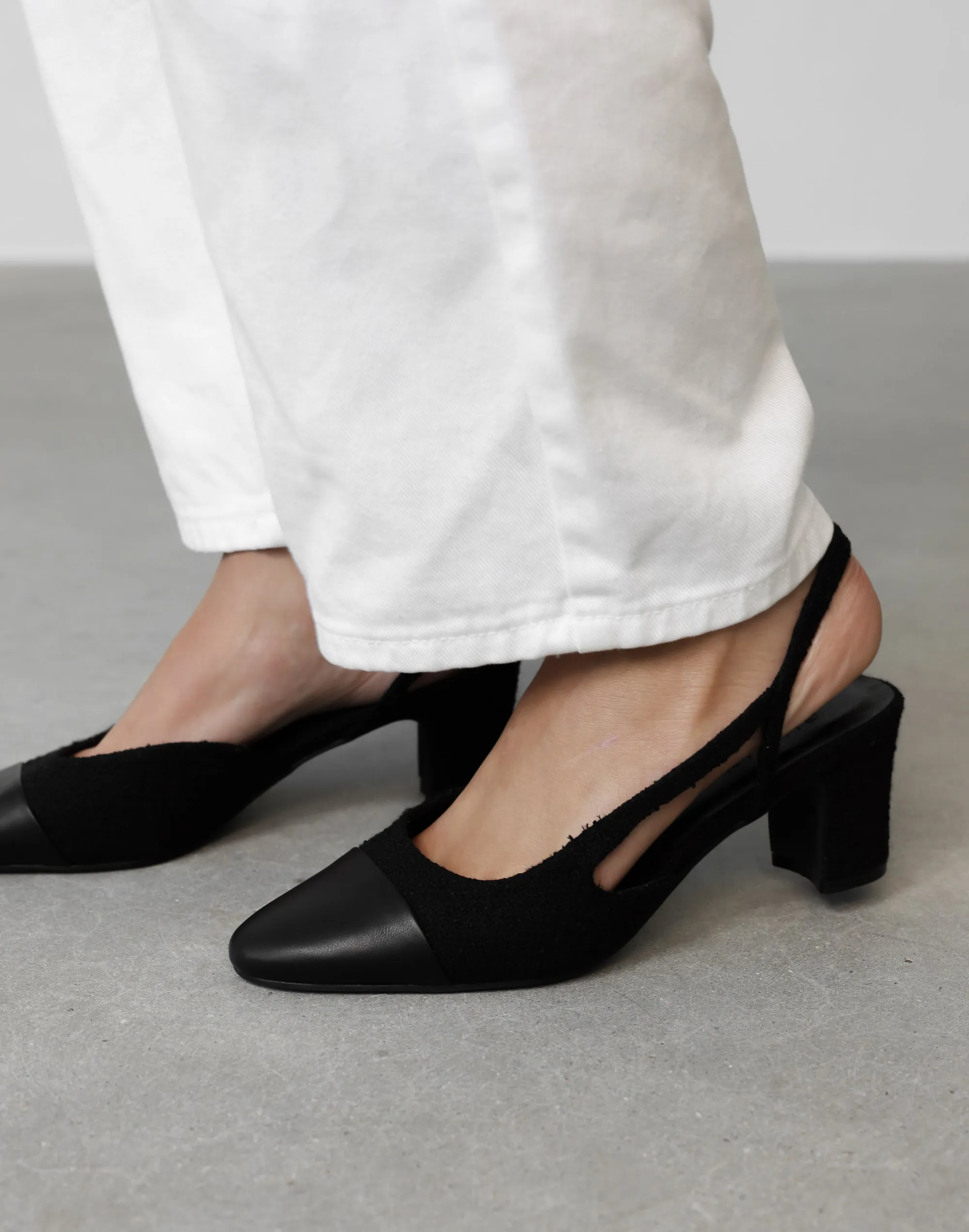 Fintra Heels (Black Tweed-Black) - By Billini sold by Charcoal Clothing