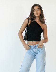 Kiara One Shoulder Top (Black) sold by Charcoal Clothing