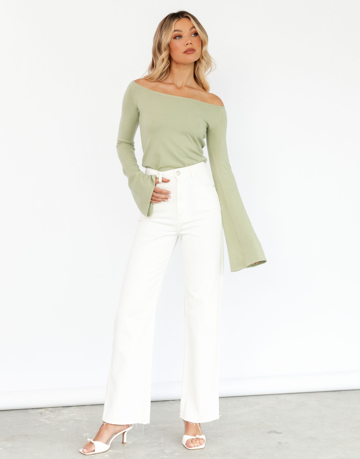 Luna Long Sleeve Knit Top (Sage) sold by Charcoal Clothing