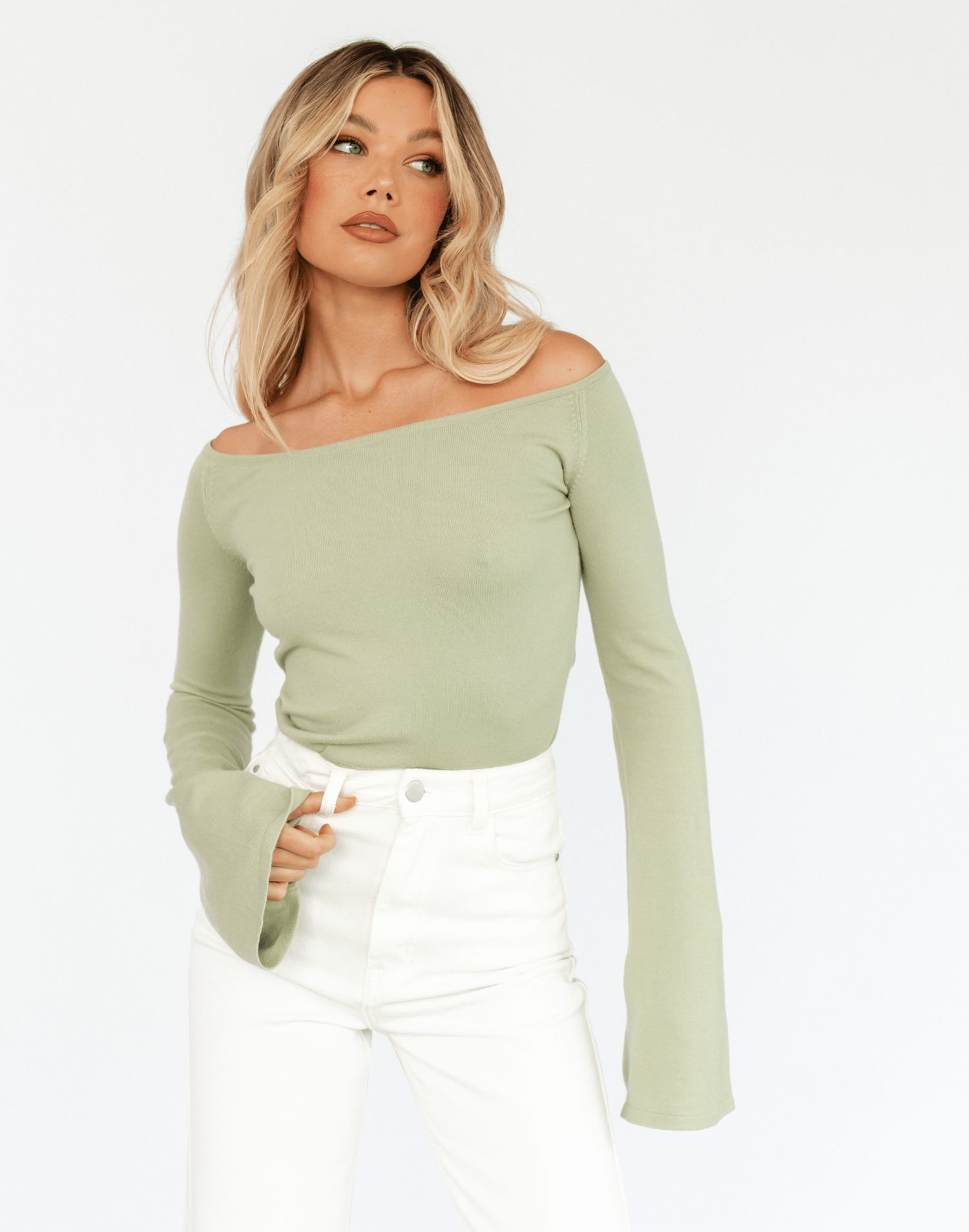 Luna Long Sleeve Knit Top (Sage) sold by Charcoal Clothing product image thumbnail 2