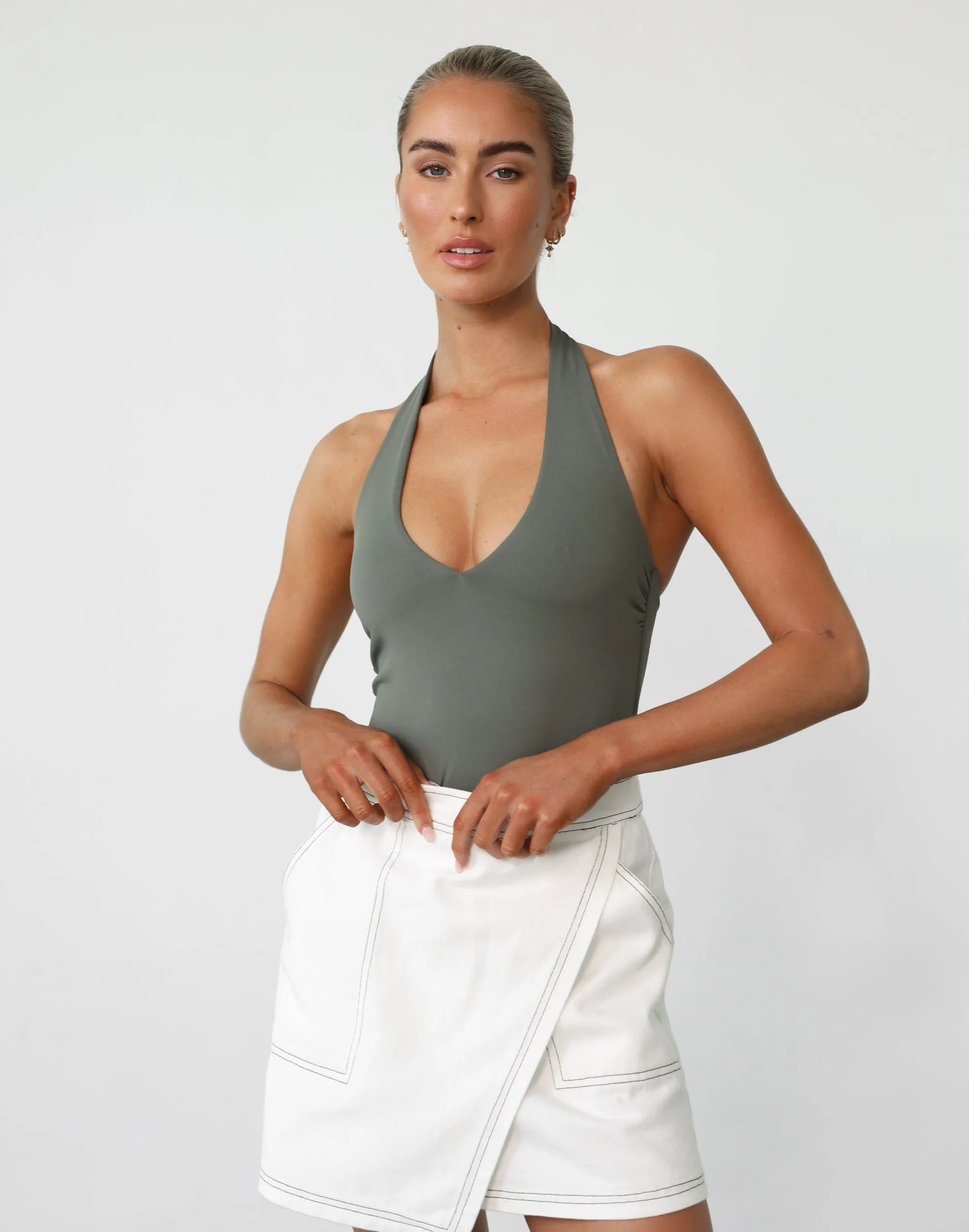 Amira Bodysuit (Khaki) sold by Charcoal Clothing