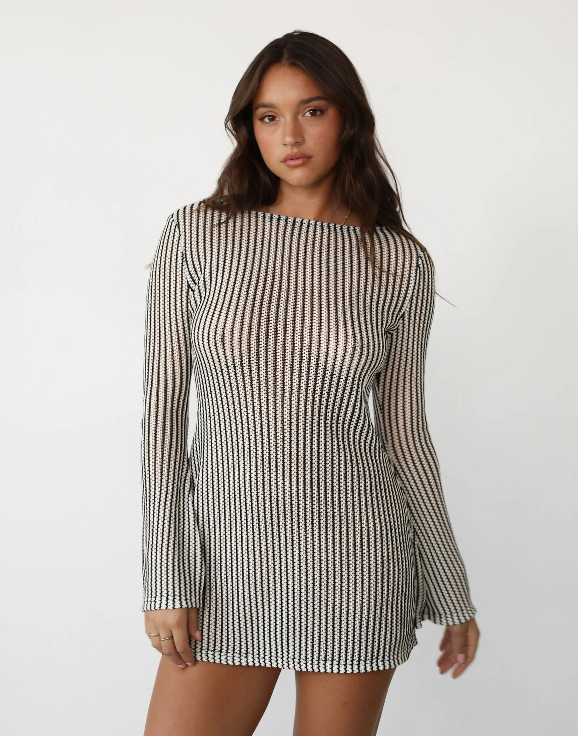 Harmony Mini Dress (White Stripe) - By Lioness sold by Charcoal Clothing