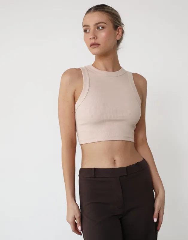 Kaia Rib Tank (Beige) sold by Charcoal Clothing