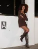 Tilly Mini Dress (Brown) sold by Charcoal Clothing