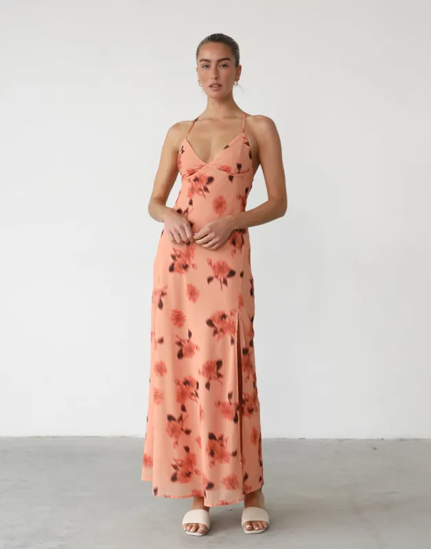 Josefa Maxi Dress (Orange Floral) sold by Charcoal Clothing