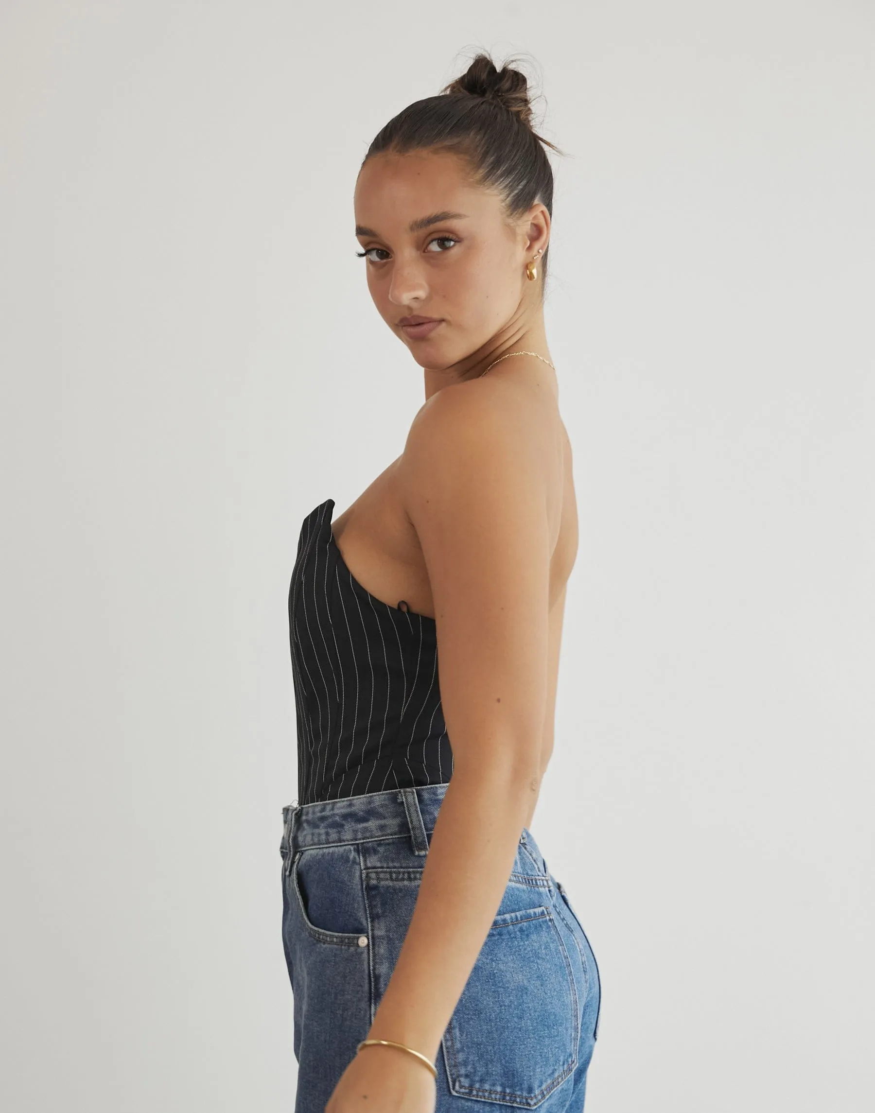 Fame Corset (Navy Pinstripe) -By Lioness sold by Charcoal Clothing product image thumbnail 4