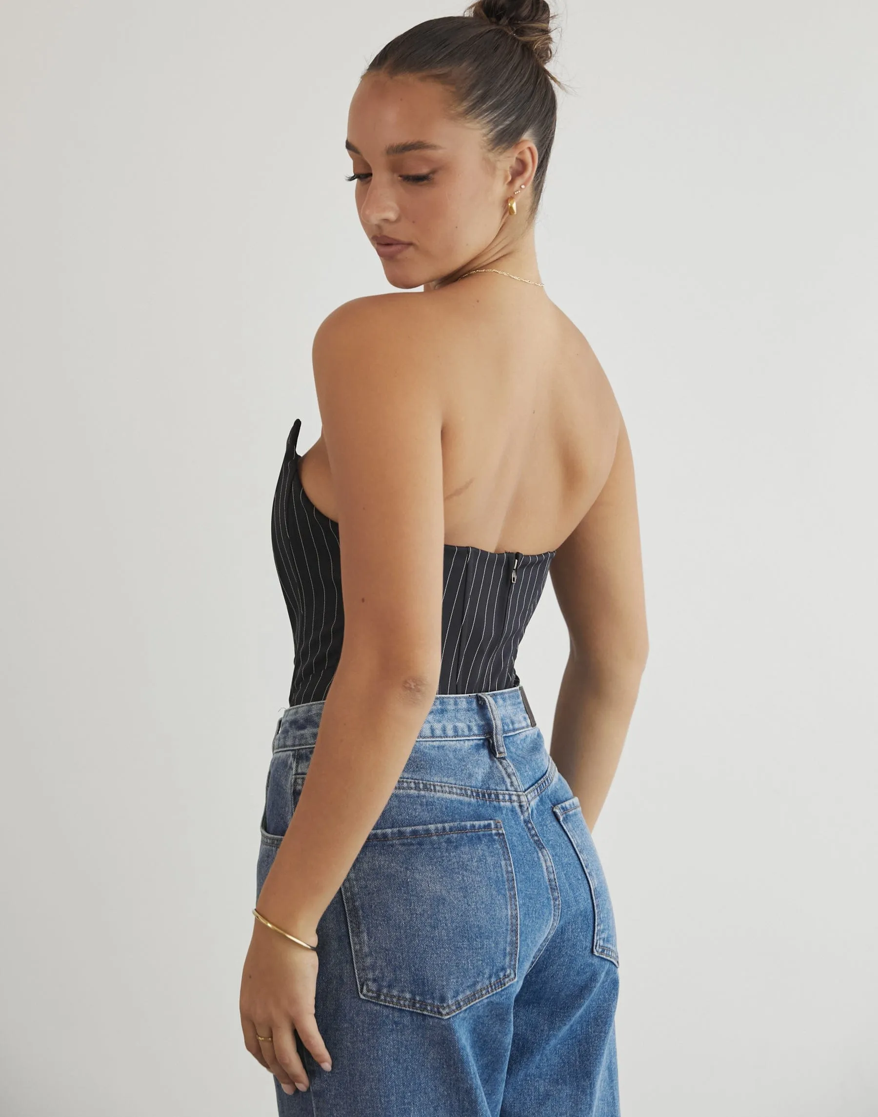 Fame Corset (Navy Pinstripe) -By Lioness sold by Charcoal Clothing product image thumbnail 2