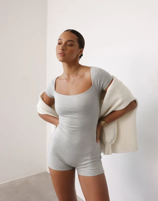 Nailea Playsuit (Grey Marle) sold by Charcoal Clothing