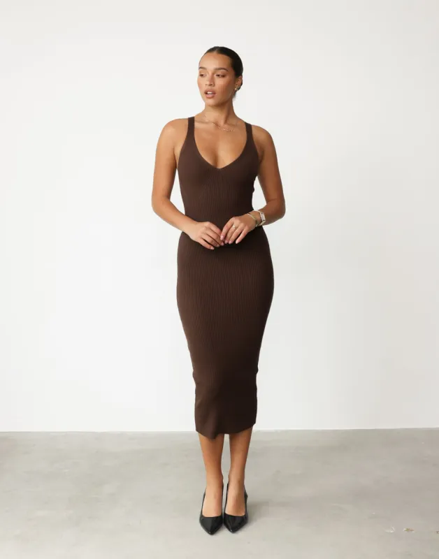 Mariam Midi Dress (Brown) sold by Charcoal Clothing