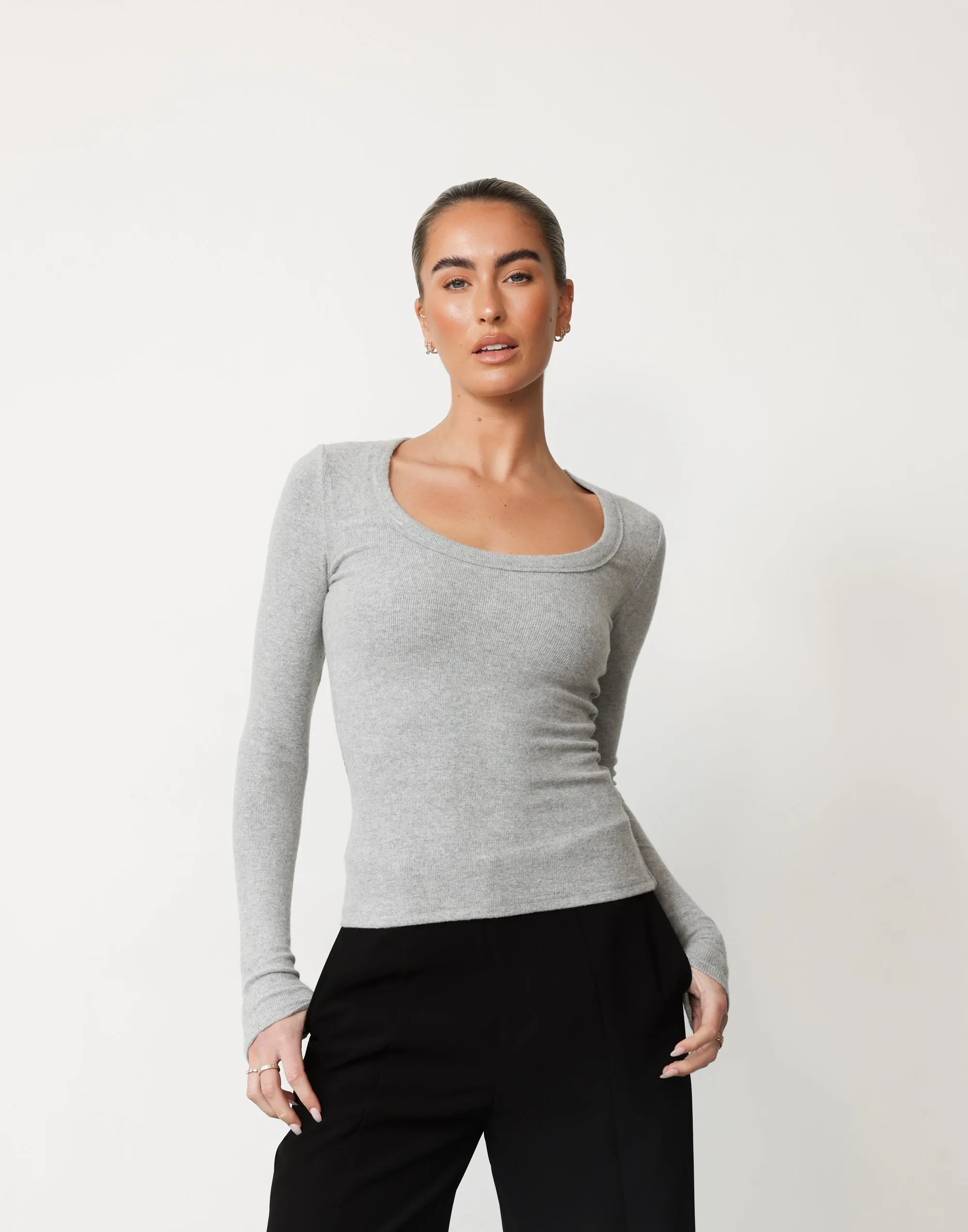 Kathleen Long Sleeve Top (Grey) sold by Charcoal Clothing product image thumbnail 4