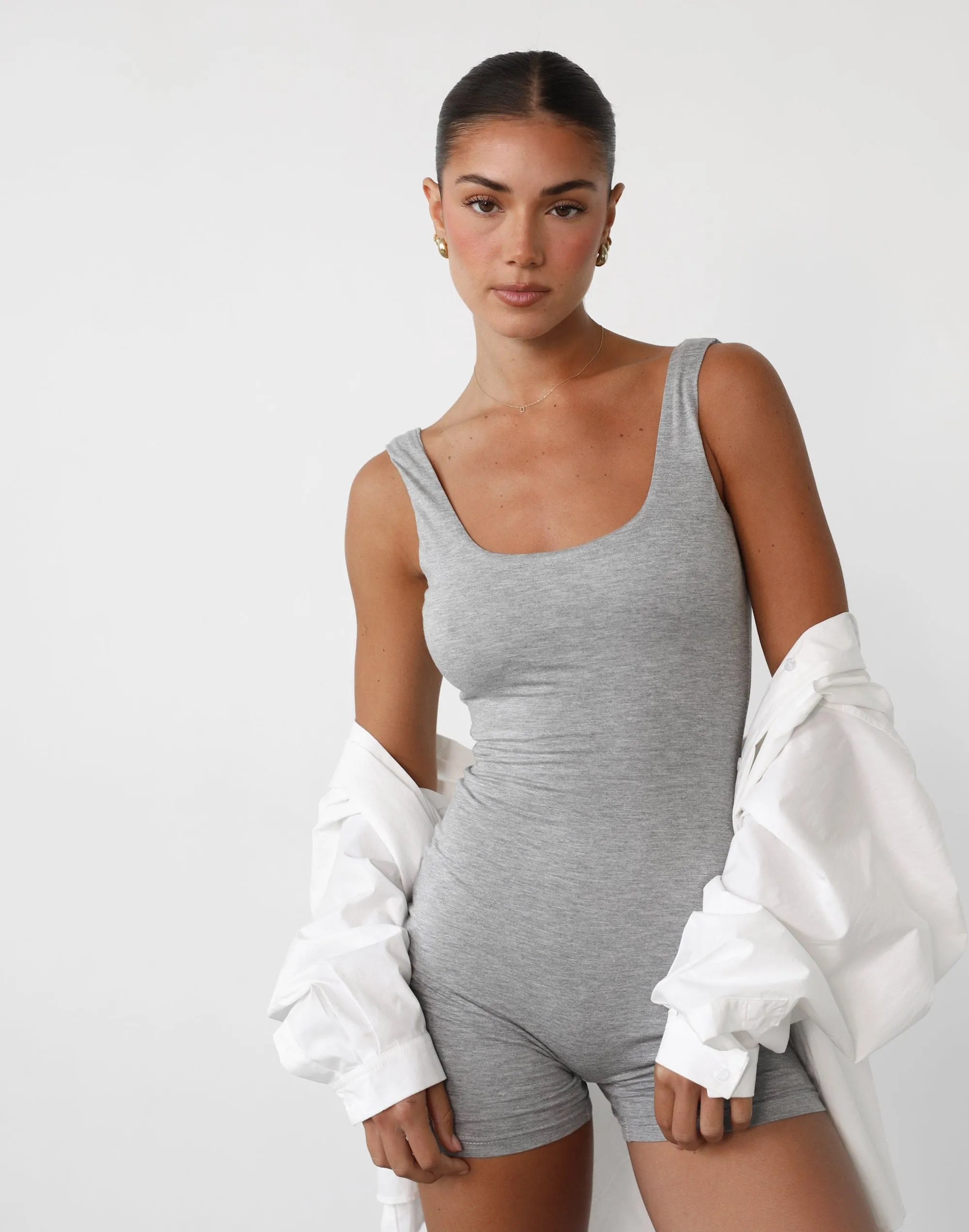 Amazia Playsuit (Grey Marle) sold by Charcoal Clothing