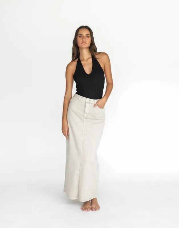 Tyler Denim Maxi Skirt (Vintage Stone) sold by Charcoal Clothing