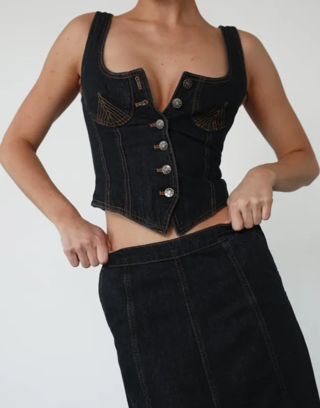 After Hours Corset (Dark Denim) - By Lioness sold by Charcoal Clothing