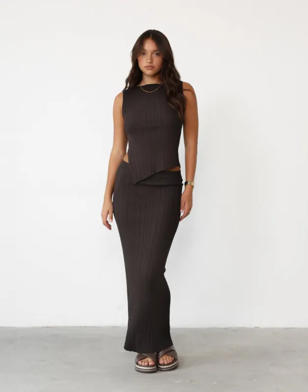 Kienna Maxi Skirt (Chocolate) sold by Charcoal Clothing