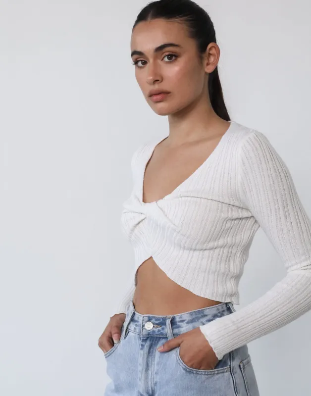 Katia Long Sleeve Top (White) sold by Charcoal Clothing