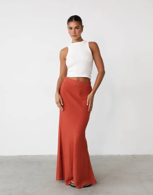 Jayella Linen Maxi Skirt (Paprika) sold by Charcoal Clothing