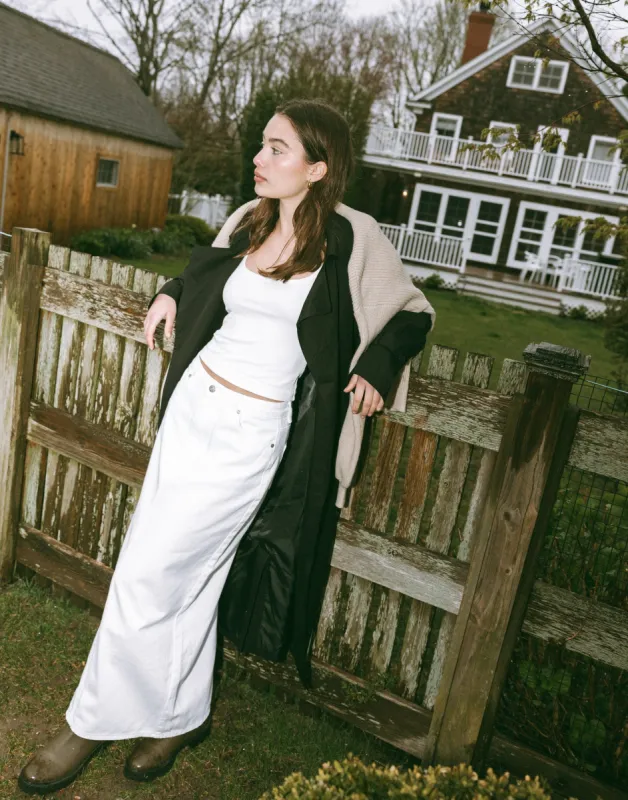 Tyler Denim Maxi Skirt (White) sold by Charcoal Clothing