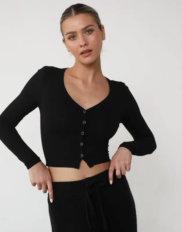 Adalyah Long Sleeve Top (Black) sold by Charcoal Clothing