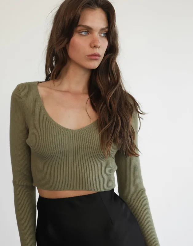 Sammi Long Sleeve Top (Olive) sold by Charcoal Clothing