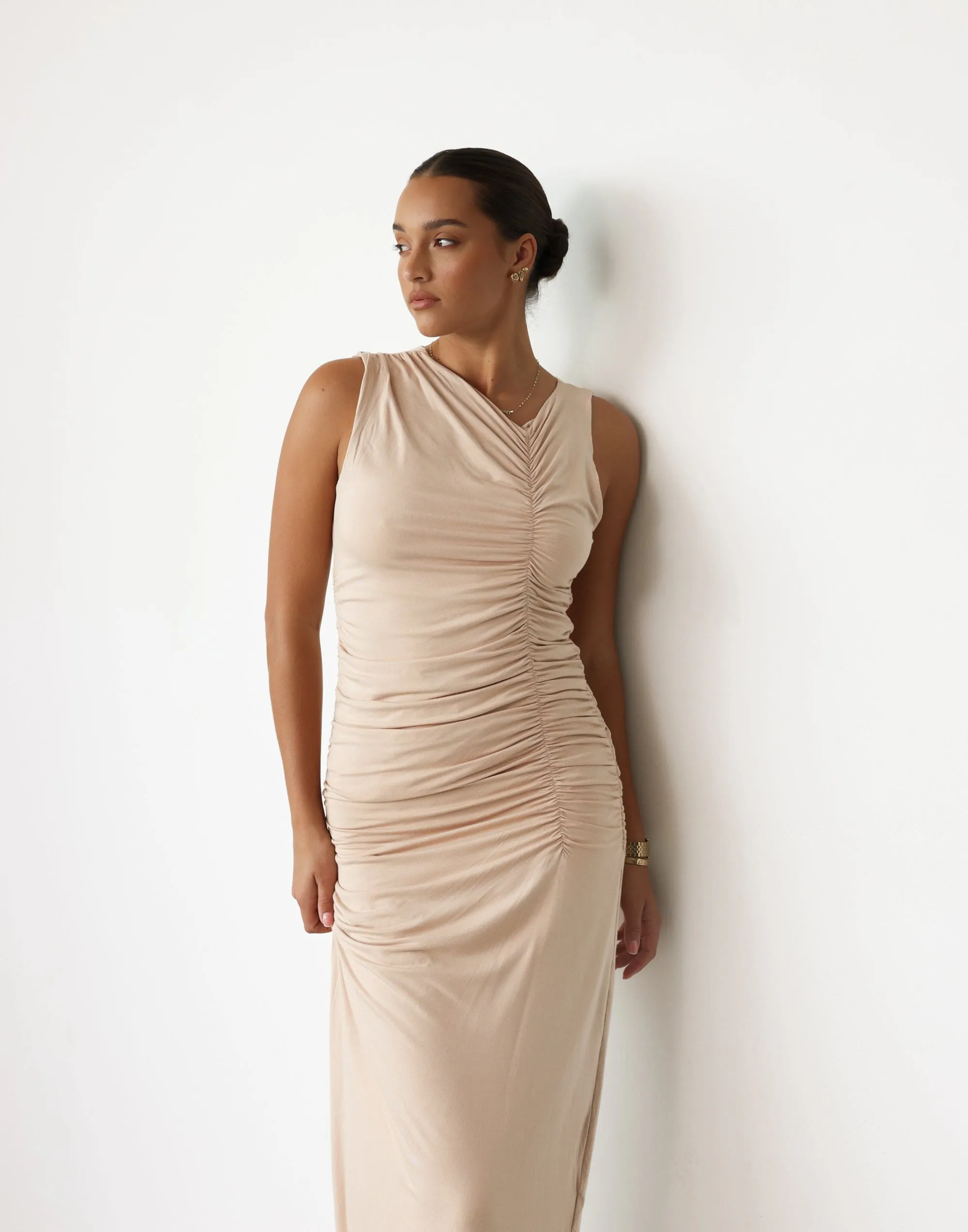 Everleigh Maxi Dress (Beige) sold by Charcoal Clothing