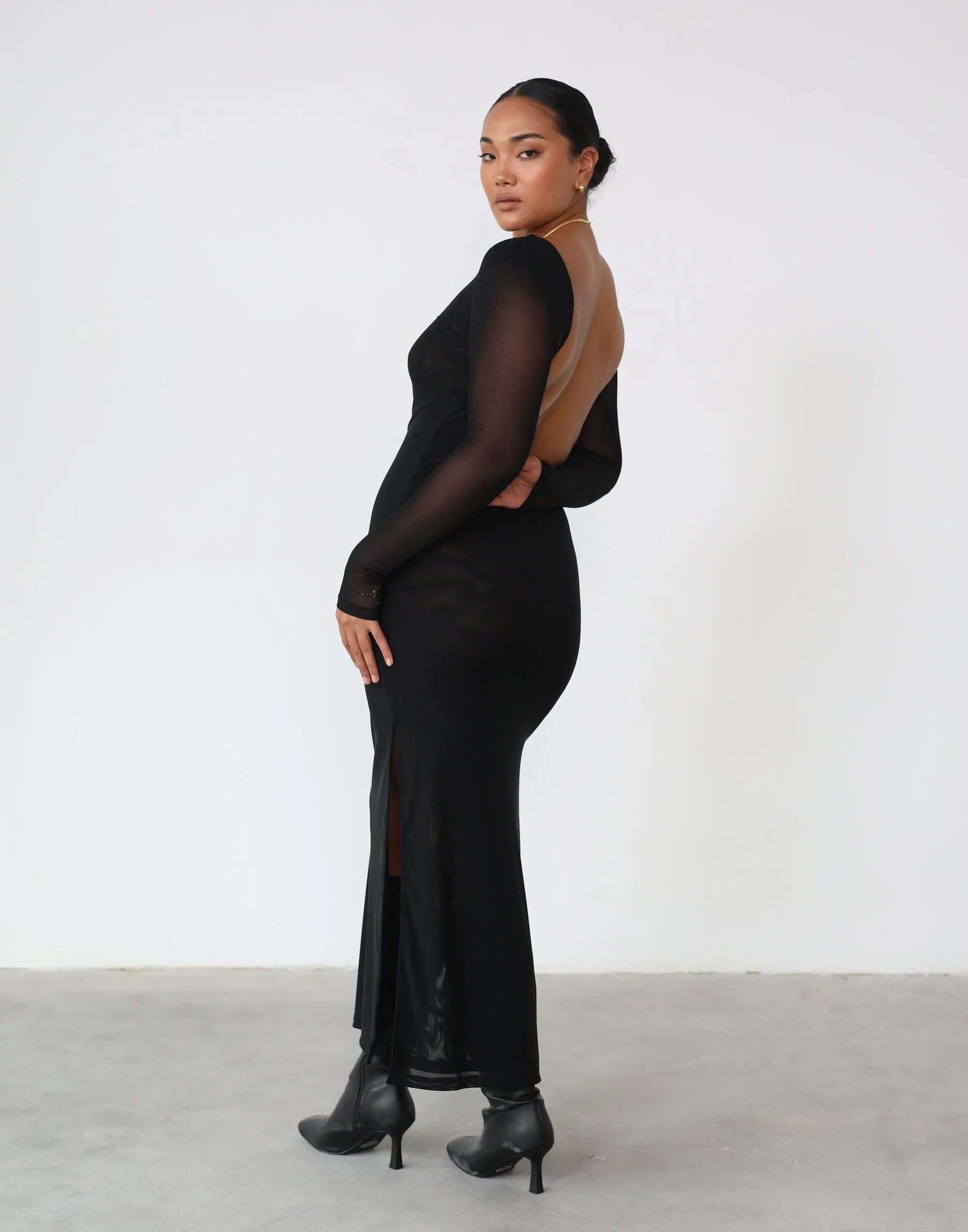Luna Mesh Maxi Dress (Black) sold by Charcoal Clothing