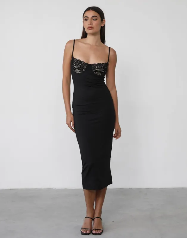 Reyna Midi Dress (Black) sold by Charcoal Clothing