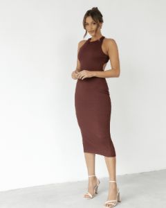 Athenia Maxi Dress (Brown) sold by Charcoal Clothing