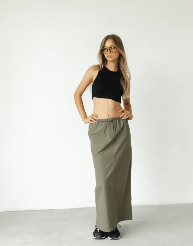 Myrtle Maxi Skirt (Khaki) sold by Charcoal Clothing