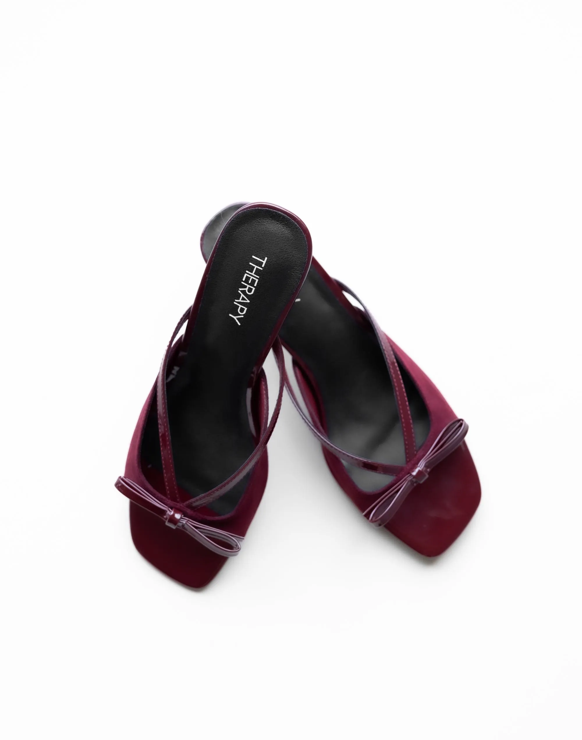 Lulu Heel (Cherry Microsuede) - By Therapy sold by Charcoal Clothing