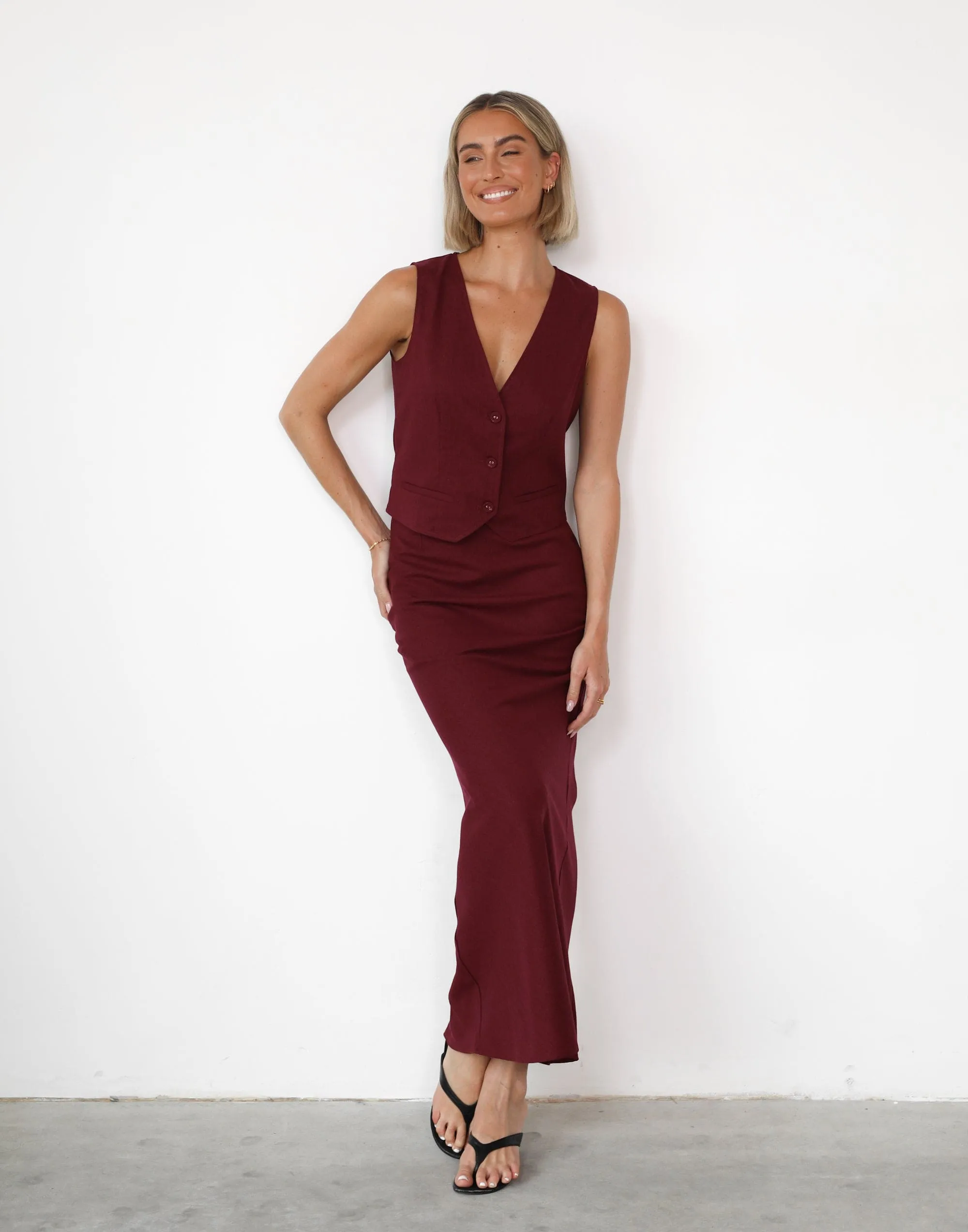 Cleo Linen Maxi Skirt (Shiraz) sold by Charcoal Clothing product image thumbnail 3