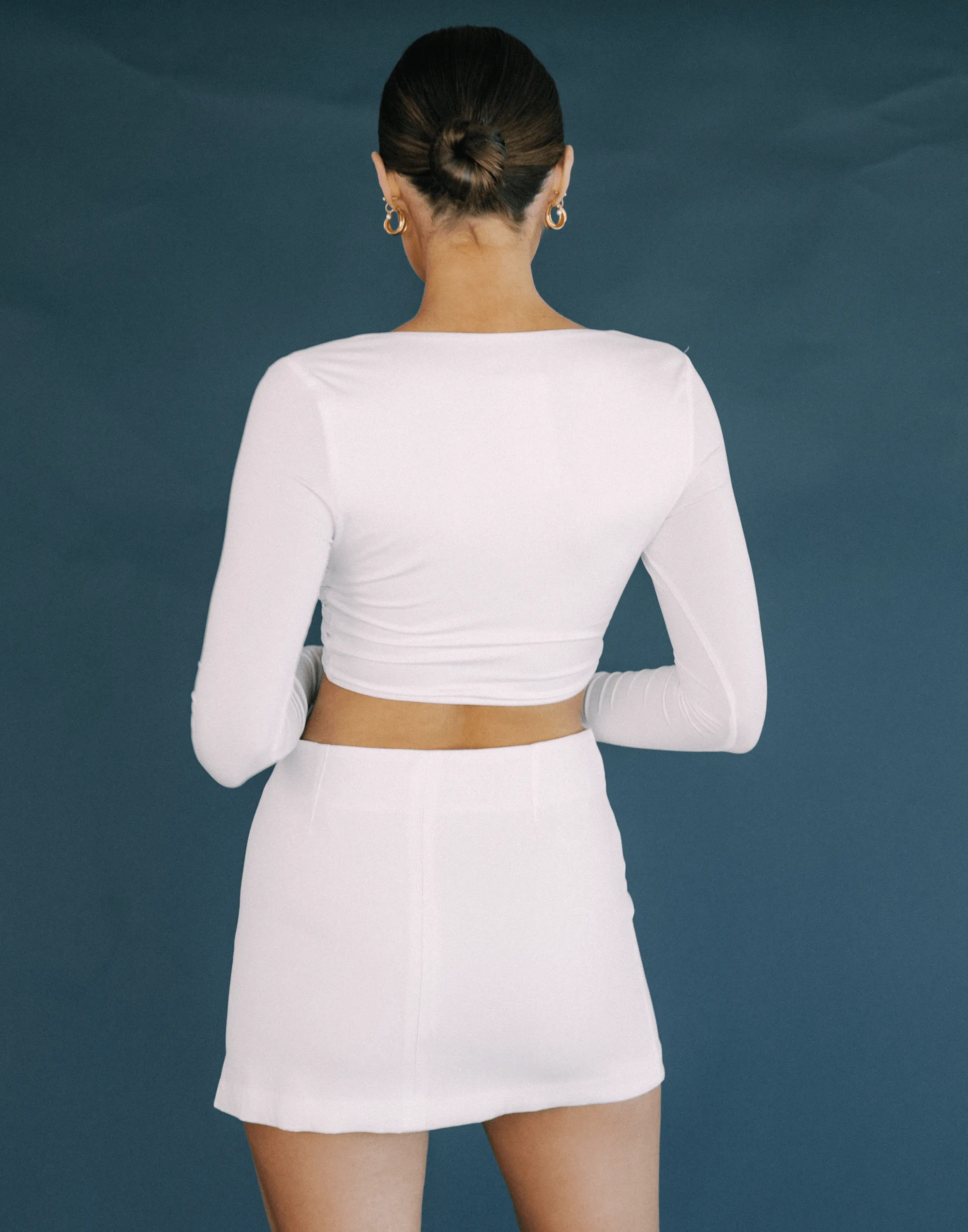 Tylah Long Sleeve Crop Top (White) sold by Charcoal Clothing product image thumbnail 3