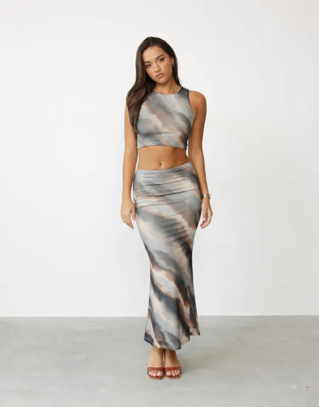 Clare Maxi Skirt (Storm Print) sold by Charcoal Clothing