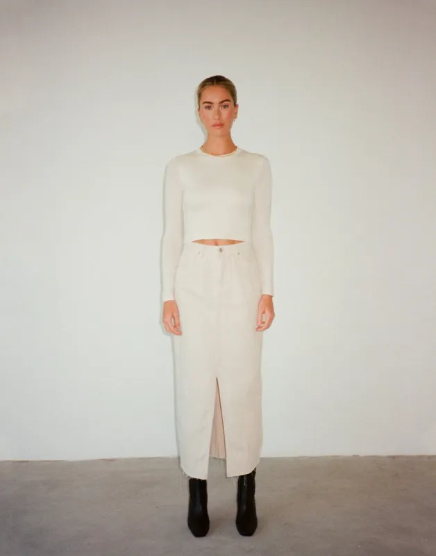 Drew Denim Midi Skirt (Pumice) sold by Charcoal Clothing