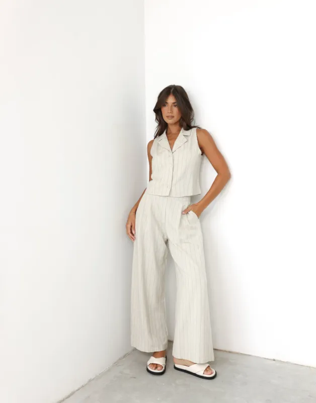 Nicolah Pants (Oatmeal Stripe) sold by Charcoal Clothing