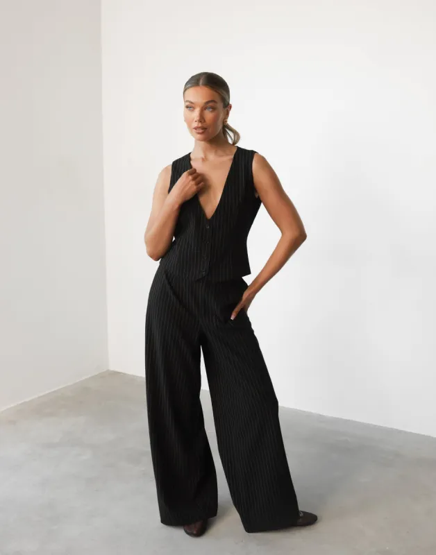 Kenza Pants (Black Pinstripe) sold by Charcoal Clothing