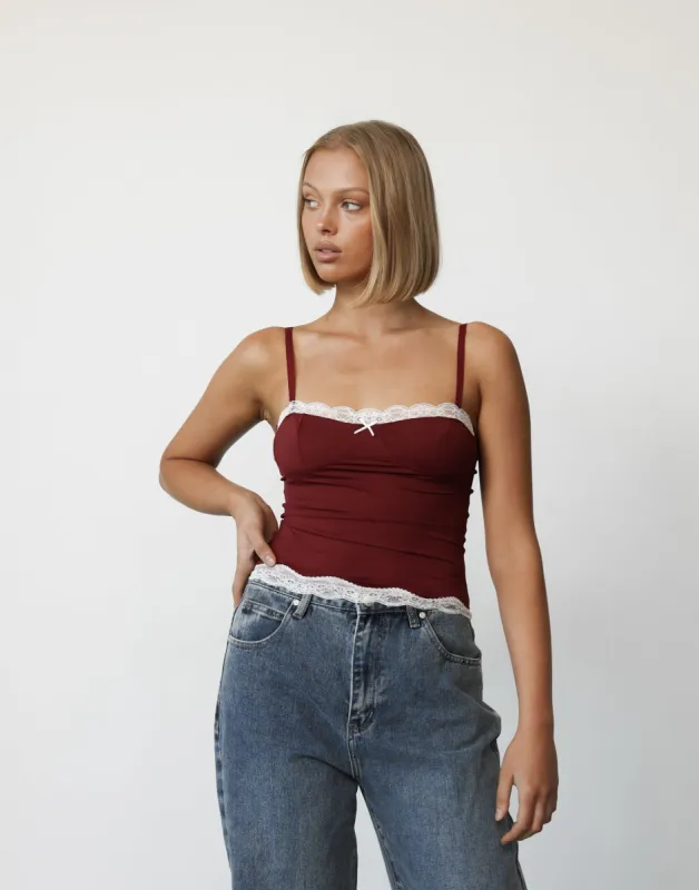 Top Model Cami (Burgundy) - By Lioness sold by Charcoal Clothing