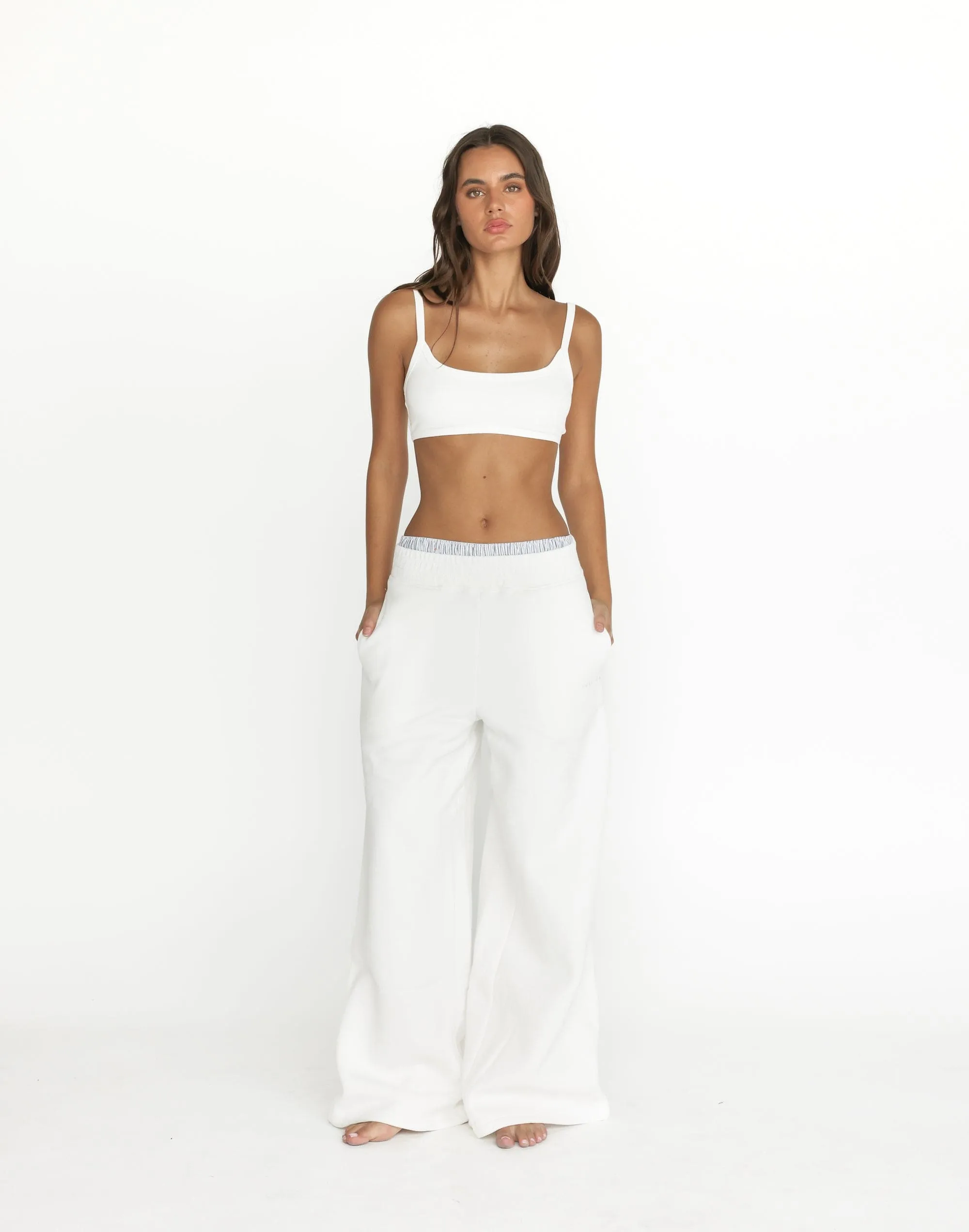 River Wide Leg Tracksuit Pants (White) sold by Charcoal Clothing