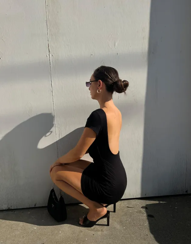 Wild Side Backless Mini Dress (Black) sold by Charcoal Clothing
