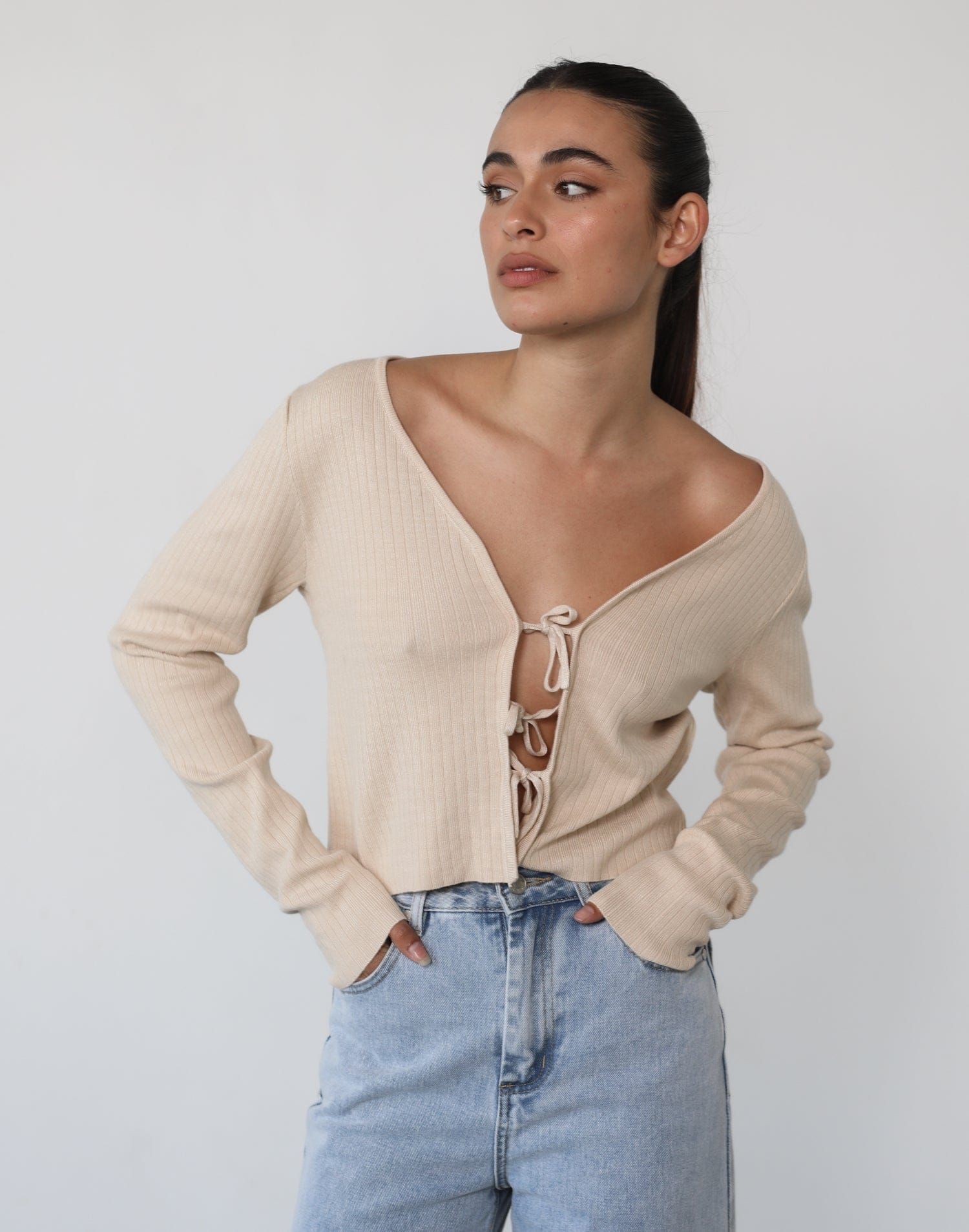 Charlize Long Sleeve Top (Beige) sold by Charcoal Clothing product image thumbnail 5