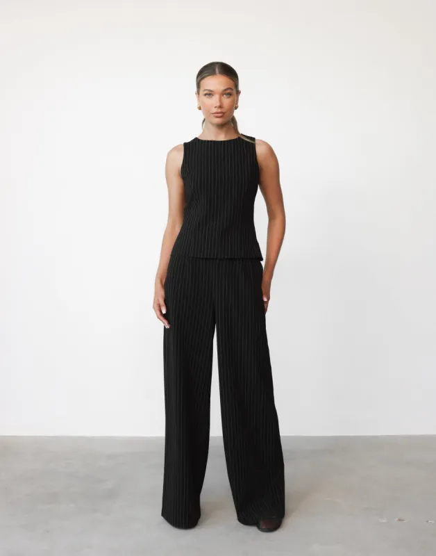 Kenza Top (Black Pinstripe) sold by Charcoal Clothing