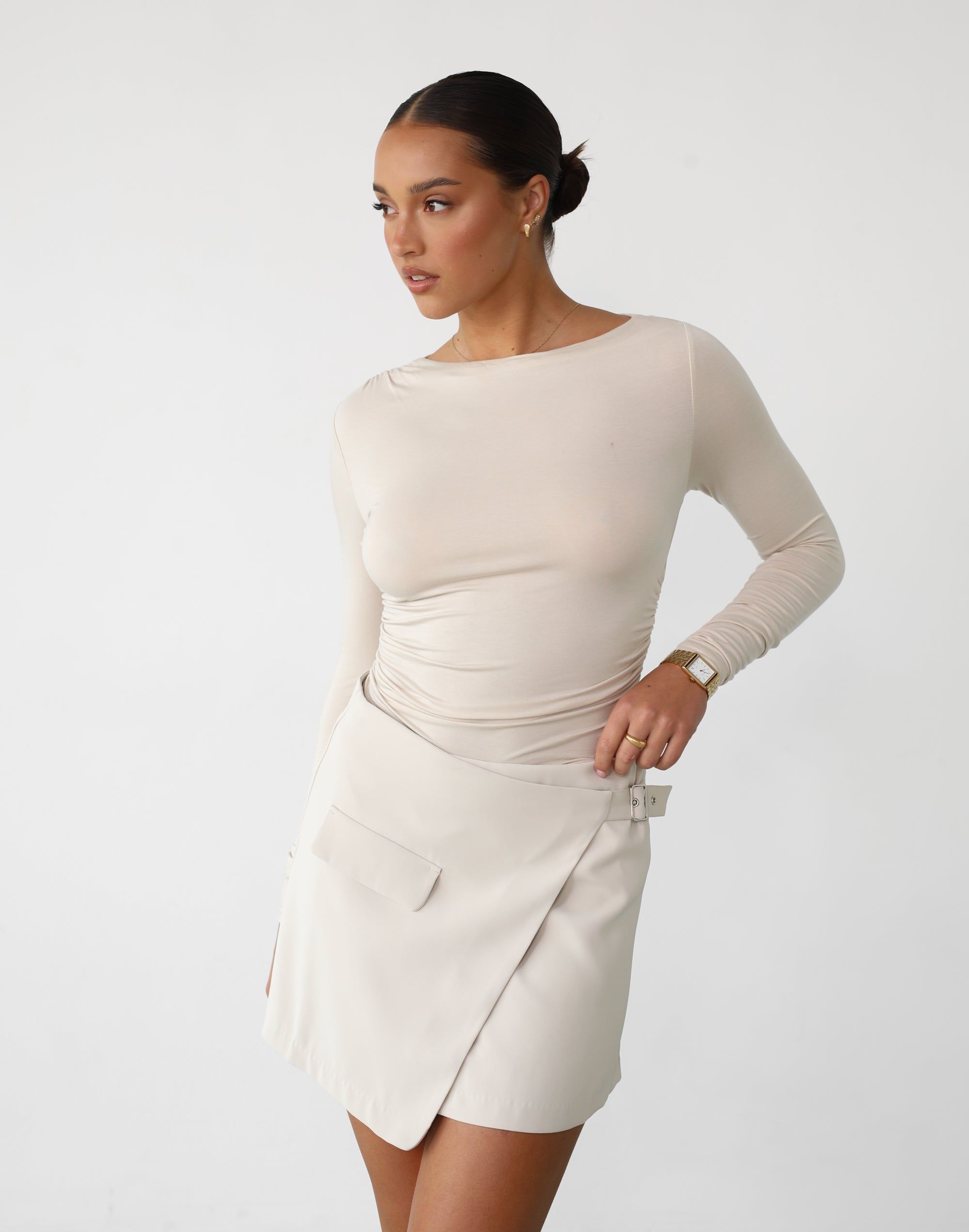 Sera Long Sleeve Top (Beige) sold by Charcoal Clothing product image thumbnail 5