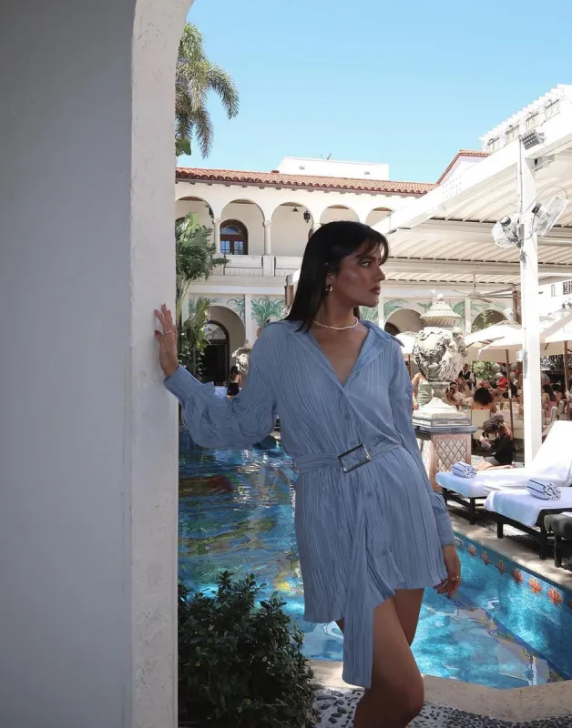 Heart Of Gold Mini Dress (Steel Blue) sold by Charcoal Clothing